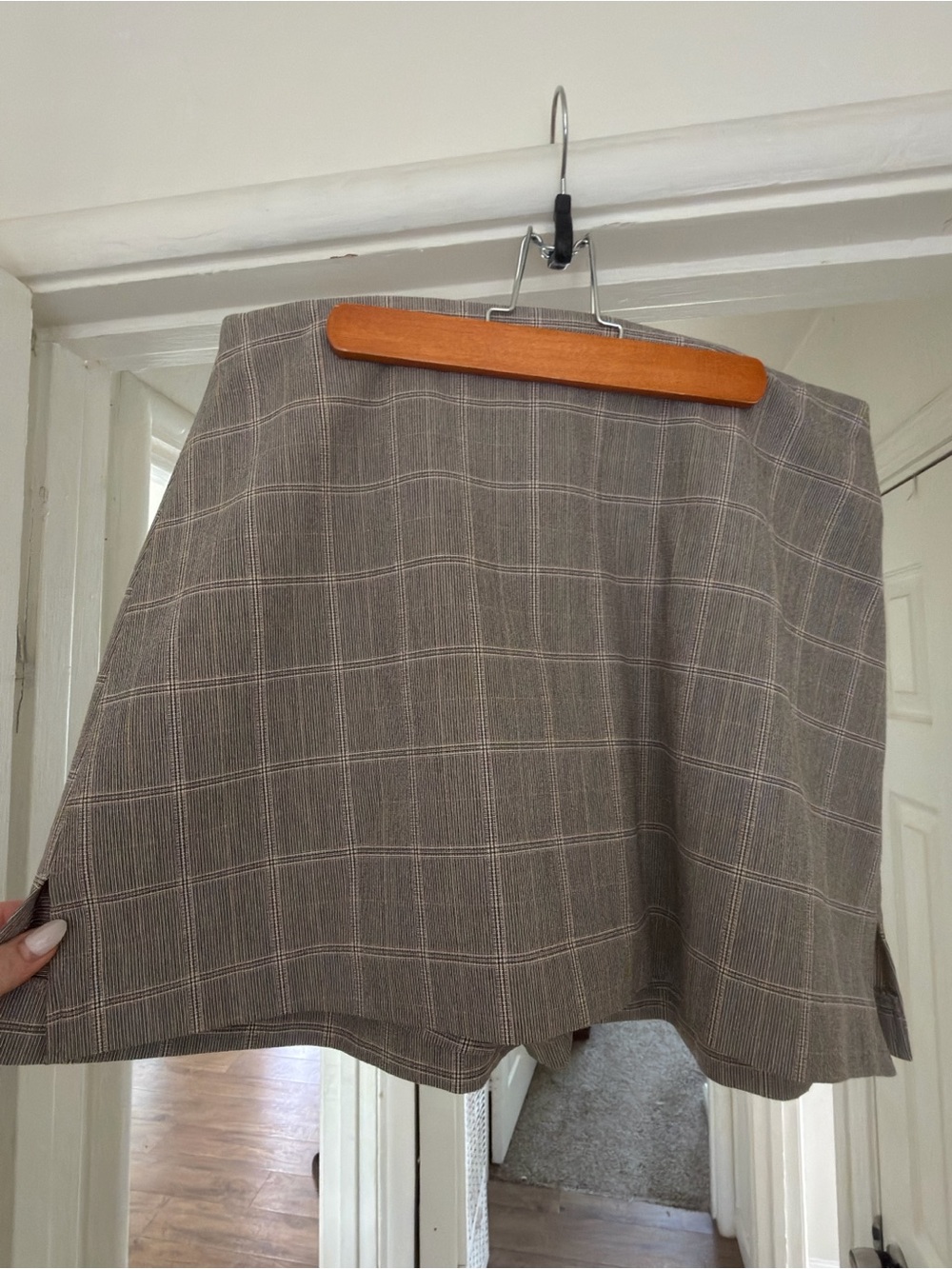 Express Taupe Plaid Mini Skirt